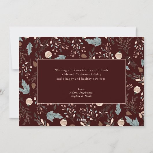 Cartes Pour Fêtes Annuelles Script de Noël Photo complète Boho Greenery Messag (Dos)