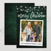 Cartes Pour Fêtes Annuelles Script de pinceau bois Caméra instantanée Photo No (Devant / Derrière)