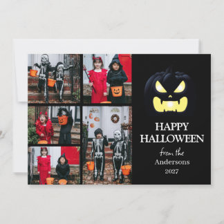 Cartes Pour Fêtes Annuelles Script de pumpkin moderne effrayant Halloween 5 Ph