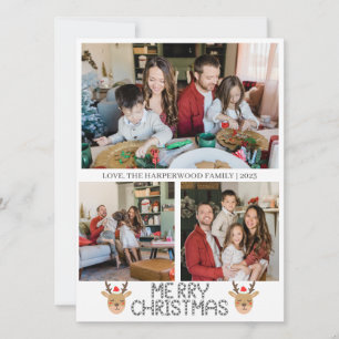 Cartes Pour Fêtes Annuelles Script de rennes de Noël Famille Collage photo