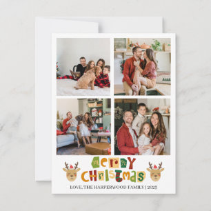Cartes Pour Fêtes Annuelles Script de rennes de Noël Famille Collage photo