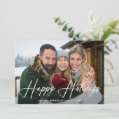 Cartes Pour Fêtes Annuelles Script de signature moderne photo verte (Debout devant)