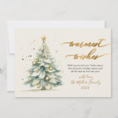Cartes Pour Fêtes Annuelles Script de souhaits les plus chauds Aquarelle Arbre (Devant)