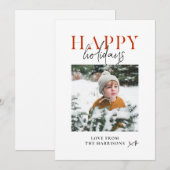 Cartes Pour Fêtes Annuelles Script de vacances joyeuses minimal moderne Enfant (Devant / Derrière)