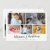 Cartes Pour Fêtes Annuelles Script décontracté Multi photo Joyeux Noël (Devant / Derrière)