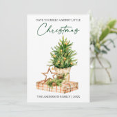 Cartes Pour Fêtes Annuelles Script d'encre de calligraphie de Pins d'aquarelle (Debout devant)