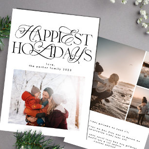Cartes Pour Fêtes Annuelles script design moderne photo collage retour plus he
