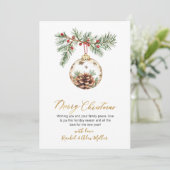 Cartes Pour Fêtes Annuelles Script en or botanique non photo Joyeux Noël (Debout devant)