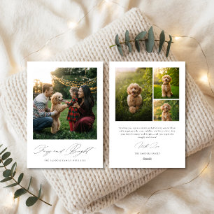 Cartes Pour Fêtes Annuelles Script Fury & Bright Dog Photo de famille moderne