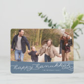 Cartes Pour Fêtes Annuelles Script Geo bleu ardoise | Hanoukka Photo (Debout devant)