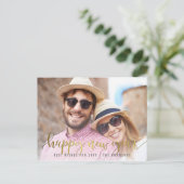 Cartes Pour Fêtes Annuelles Script Gold Happy New Year | Photo personnalisée (Debout devant)
