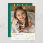 Cartes Pour Fêtes Annuelles Script Gold PEACE AND JOY Photo 2022 Calendrier (Devant / Derrière)