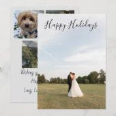 Cartes Pour Fêtes Annuelles Script Happy Holidays Photo Card (Devant / Derrière)