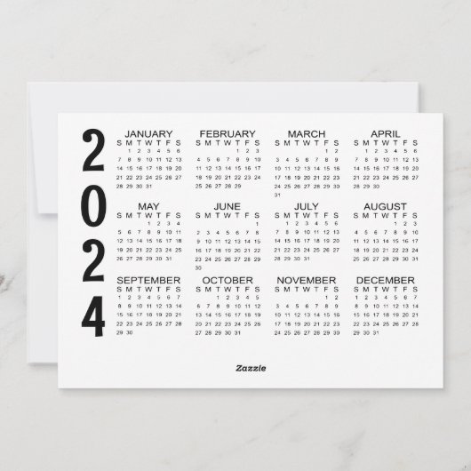Cartes Pour Fêtes Annuelles Script HAPPY NEW YEAR Photo Overlay 2024 Calendrie (Dos)