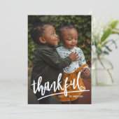 Cartes Pour Fêtes Annuelles Script Heart Thankful Single Photo Thanksgiving (Debout devant)