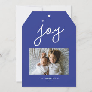 Cartes Pour Fêtes Annuelles Script Joy Modern Blue Photo personnalisée