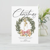 Cartes Pour Fêtes Annuelles Script Joyeuse couronne de Noël (Debout devant)