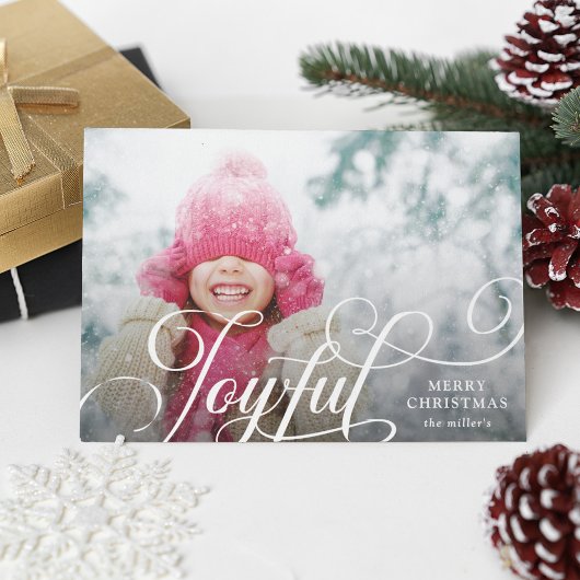 Cartes Pour Fêtes Annuelles Script Joyeuse Typographie Photo Noël