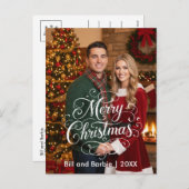 Cartes Pour Fêtes Annuelles Script Joyeux Couples de Noël avant photo (Devant / Derrière)