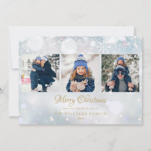 Cartes Pour Fêtes Annuelles Script Joyeux Noël 3 Photos Hiver Gelée