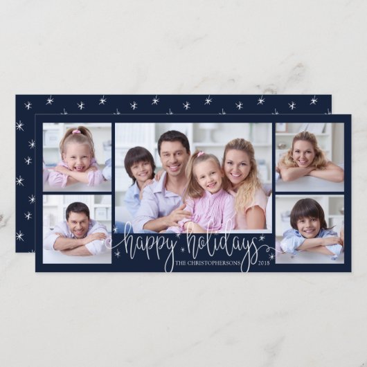 Cartes Pour Fêtes Annuelles Script JOYEUX NOËL | 5 Photos (Devant / Derrière)