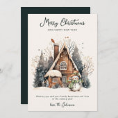 Cartes Pour Fêtes Annuelles Script Joyeux Noël Appartement de vacances (Devant / Derrière)
