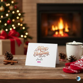 Cartes Pour Fêtes Annuelles Script Joyeux Noël Or avec nom et année