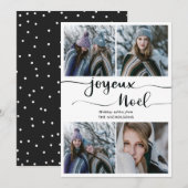 Cartes Pour Fêtes Annuelles Script Joyeux Noel | Quatre photos de vacances (Devant / Derrière)
