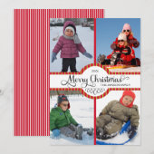 Cartes Pour Fêtes Annuelles Script Joyeux Noël Vacances Quatre Photo (Devant / Derrière)