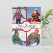 Cartes Pour Fêtes Annuelles Script Joyeux Noël Vacances Quatre Photo (Debout devant)