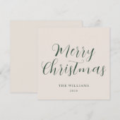 Cartes Pour Fêtes Annuelles Script Joyeux Noël Vert Beige (Devant / Derrière)