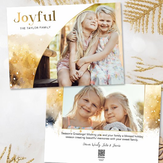 Cartes Pour Fêtes Annuelles Script Joyeux Or Chic avec photo courbe