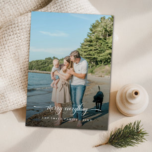 Cartes Pour Fêtes Annuelles Script Joyeux tout le littoral Photo de Noël
