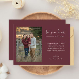 Cartes Pour Fêtes Annuelles Script Laissez votre coeur être léger Photo Noël
