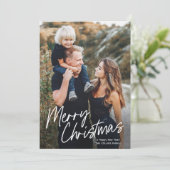 Cartes Pour Fêtes Annuelles Script Letter Joyeux Noël 2 Photo (Debout devant)