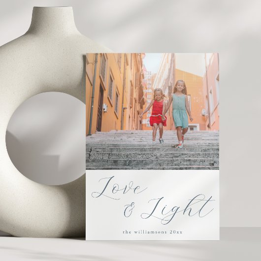 Cartes Pour Fêtes Annuelles Script Love Light Simple Hanoukka 2 Blue Photo