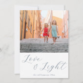 Cartes Pour Fêtes Annuelles Script Love Light Simple Hanoukka 2 Blue Photo (Devant)