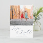 Cartes Pour Fêtes Annuelles Script Love Light Simple Hanoukka 2 Blue Photo (Debout devant)