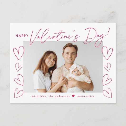 Cartes Pour Fêtes Annuelles Script magenta moderne Photo Saint Valentin (Devant)