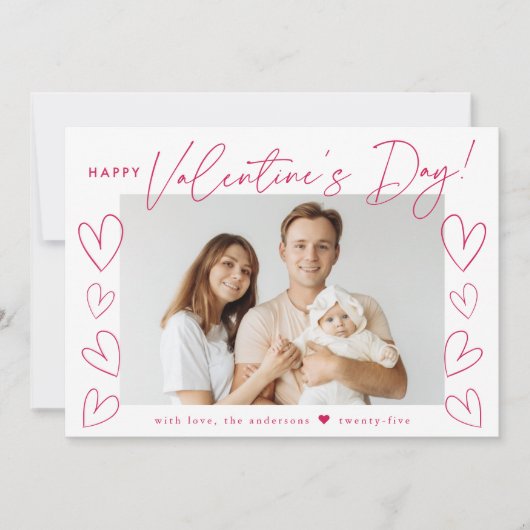 Cartes Pour Fêtes Annuelles Script magenta moderne Photo Saint Valentin (Devant)