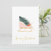 Cartes Pour Fêtes Annuelles Script manuscrit de Noël rose (Debout devant)