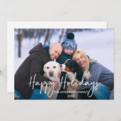 Cartes Pour Fêtes Annuelles Script manuscrit Happy Holidays Photo (Devant / Derrière)