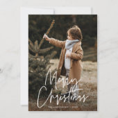 Cartes Pour Fêtes Annuelles Script manuscrit Joyeux Noël 2 Photo (Devant)