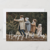 Cartes Pour Fêtes Annuelles Script manuscrit Joyeux photo du Nouvel An (Devant)