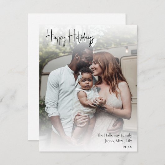 Cartes Pour Fêtes Annuelles Script manuscrit moderne photo complète (Devant / Derrière)