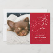 Cartes Pour Fêtes Annuelles Script manuscrit Tout Est Calme Animal Photo Noël (Devant)