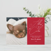 Cartes Pour Fêtes Annuelles Script manuscrit Tout Est Calme Animal Photo Noël (Debout devant)