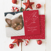Cartes Pour Fêtes Annuelles Script manuscrit Tout Est Calme Animal Photo Noël
