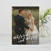 Cartes Pour Fêtes Annuelles Script Marié et Joyeux Mariage Photo Noël (Debout devant)