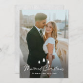 Cartes Pour Fêtes Annuelles Script Married Christmas Trees Wedding Photo (Devant / Derrière)